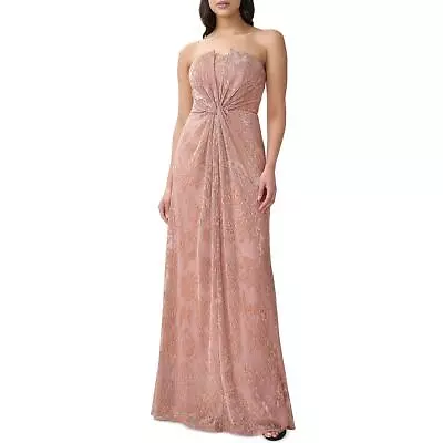 Aidan Mattox Womens Pink Mesh Pleated Strapless Evening Dress Gown 4 BHFO 7567 • $152.50