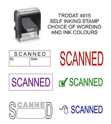 £9.75 • Buy SCANNED RUBBER STAMP SELF INKING ASSTD INK COLOURS 67 X 23mm OFFICE ACCOUNTS