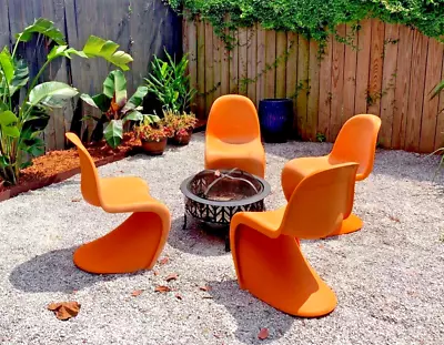 VERNER PANTON Original Orange S Shape Chairs Vintage 1970’s (set Of 4) • $450