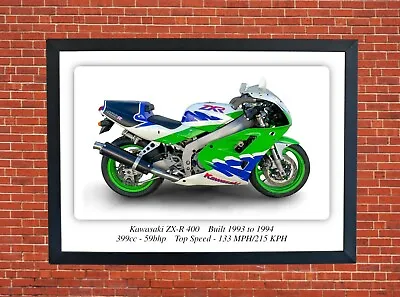 Kawasaki ZX-R 400 1993 Motorcycle A3 Print Poster Photographic Paper Wall Art • £9.99