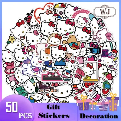 50pc Hello Kitty 1 Cute Cartoon Vinyl Decal Graffiti Sticker Waterproof Skate • $5.99