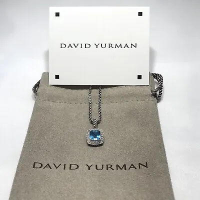 David Yurman Petite Albion Pendant Necklace With Blue Topaz And Diamonds 17  • $319