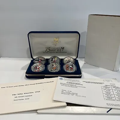 2003 Disney Mickey Mouse 75 Years Silver Proof Medallions - 6 Round Set W Case • $345