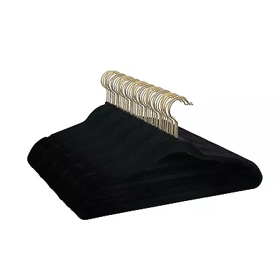 Non-Slip Velvet Clothing Hangers 50 Pack BlackNewFree Shipping • $14.88