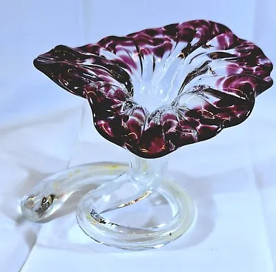 Victorian Handblown Clear And Cranberry  Glass Single Stem Vase • £15