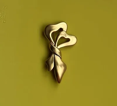 Vintage  Monet Ribbon Heart Bow Gold Tone  Brooch Pin  • $5.99