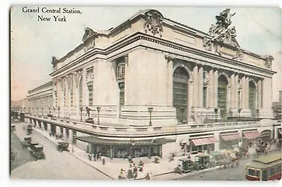 Postcard Grand Central Station New York People And Streetcars VTG ME6. • £7.13