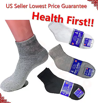 Mens 3612 Pairs Diabetic ANKLE QUARTER Circulatory Socks Health Cotton Color  • $6.88