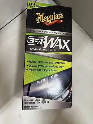 Meguiar's 3-in-1 Liquid Wax Kit - 16 Oz Bottle And Foam Applicator Pad • $19.99
