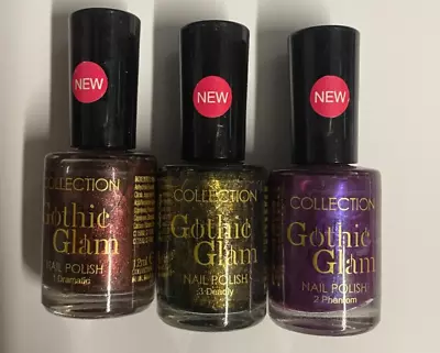 Collection Gothic Glam Nail Polish - Pack Of 3 - Joblot - Perfect Christmas Gift • £11.99