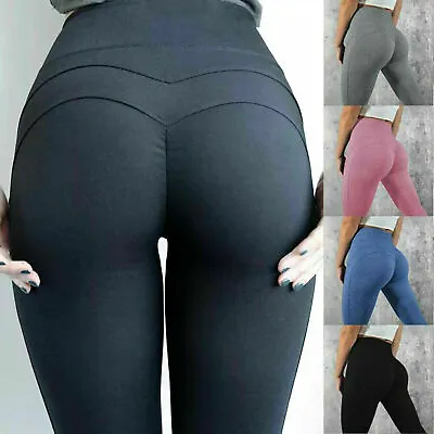 £6.69 • Buy Women Yoga Leggings High Waist Pants  Anti-Cellulite Fit Push Up Trousers Gym UK