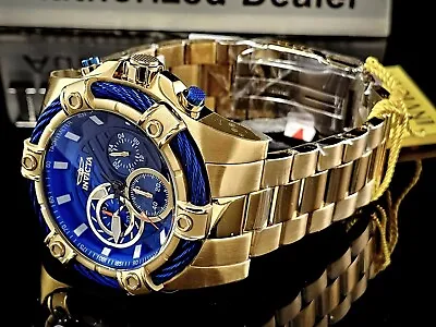 New Invicta Men's BOLT 52mm Chronograph Quartz Gold Blue SS Bracelet Watch • $84.99