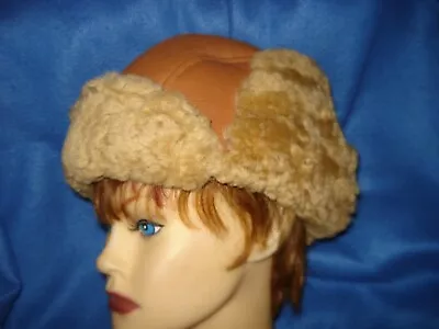 Sheepskin Aviator Pilot Cap With Buckles- Peau De Mouton - Crown Cap Trapper Hat • $39.95