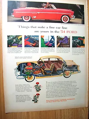 1954 Ford Sunliner Convertible Large-mag Car Ad - Things That Make A Fine Car  • $5.95