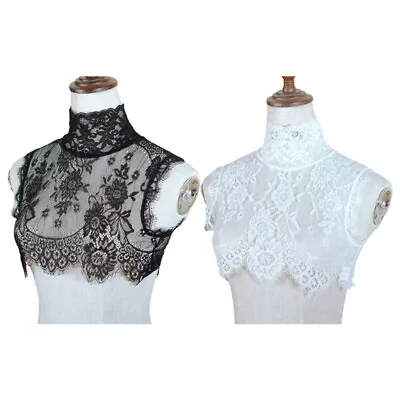 Women Ladies Lace False Collar Fake Half Shirt Blouse Detachable Shoulder Wrap • £6.96