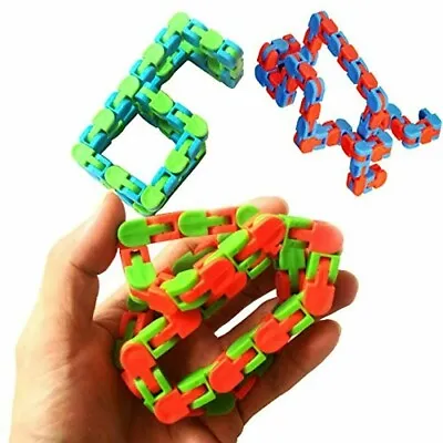 £5.50 • Buy Tracks Snap Click Fidget Toy Snake Puzzles Finger Sensory Toys Stress Reliever#