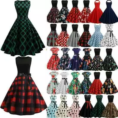 $20.89 • Buy Women 1950s Vintage Rockabilly Dress Retro Evening Party Cocktail Swing Dresses