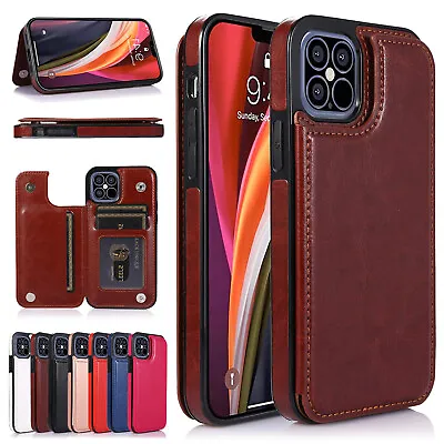 $15.62 • Buy Leather Card Holder Wallet Stand Case For IPhone 13 Pro Max 12 11 XS XR 8 7 Plus