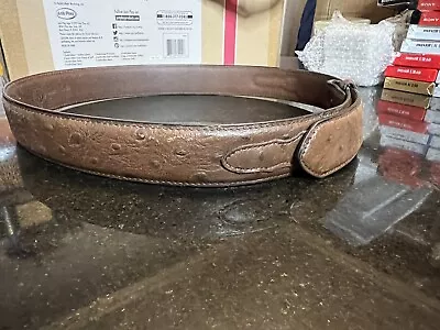 3D Belt Co. Men's Genuine Leather BROWN OSTRICH PRINT WESTERN BELT Size 36 • $29.99