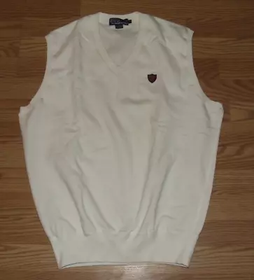 New Vintage 90's Polo Ralph Lauren White Tennis Golf Crest Sweater Vest Medium • $37.95