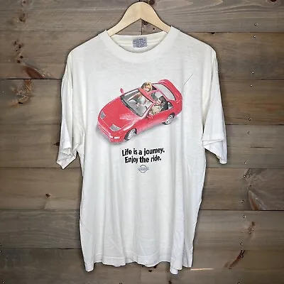 Vintage 1997 Nissan Stanley Desantis Life Is A Journey White T Shirt Men's Sz XL • $150