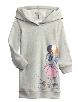 Minnie Mouse Girls Jumper Dress Grey Pink Gold New • £13.99