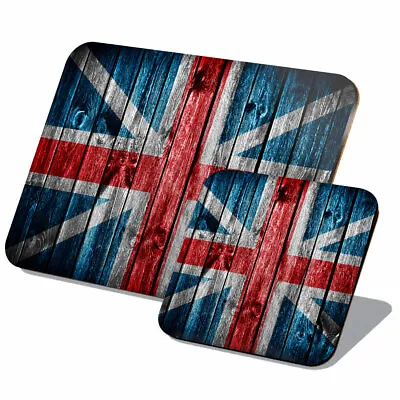 1x Cork Placemat & Coaster Set - Wooden Effect Union Jack UK Flag #8312 • £14.99