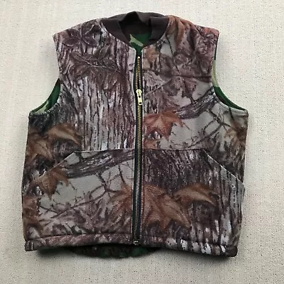 VINTAGE Realtree Camo Vest Mens Large Reversible Fleece Cabela's USA Hunting • $40