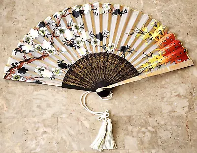 VINTAGE Victorian Style Hand Fan Floral - Beautiful Condition • $34.99