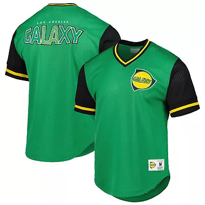 Men's Mitchell & Ness Green LA Galaxy Mesh V-Neck T-Shirt • $89.99
