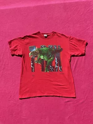 T Rex Shirt Dinosaur Men’s Large Red Anvil Vintage Y2K Wild Cotton Lightning • $19