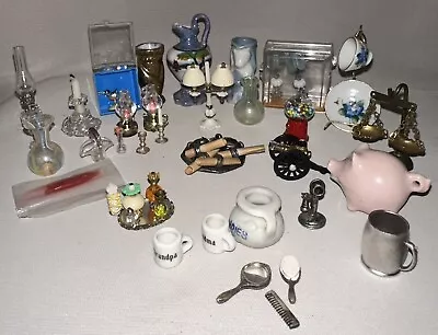 VTG Dollhouse Miniatures Some Judy Berman Chrysnbon 40+ PCs Bird Perfumes Lamps • $50