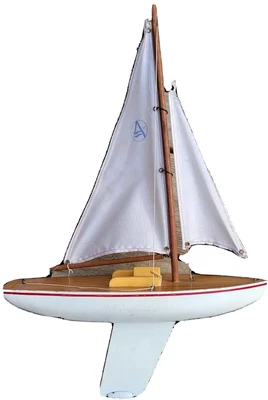 $53.99 • Buy Vintage Pond Boat Sail Boat Wood Toy Wood And Canvas Weighted Bottom Fin  12x18 