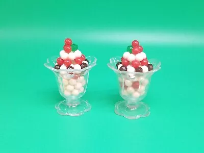 Dollhouse Miniature Ice Cream Sundae Cup Bowl Plastic Mini Bead Ball Set Rare • $5.99