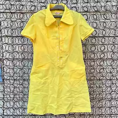 50s 60s Mr. Trio Uniforms Yellow Zipper Front Waitress Housekeeping Dress Frock • $60