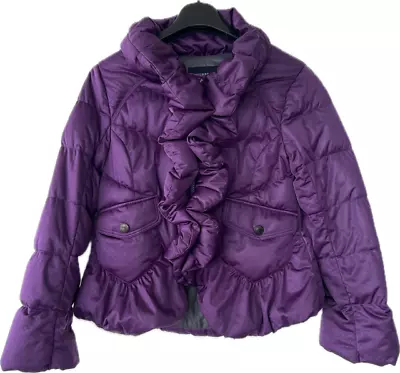 BURBERRY London Purple Down Puffer Short Jacket Women Size 40 • $80