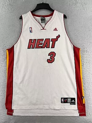 Miami Heat Basketball Jersey Mens Extra Large White Adidas #3 Dwayne Wade Length • $25.29