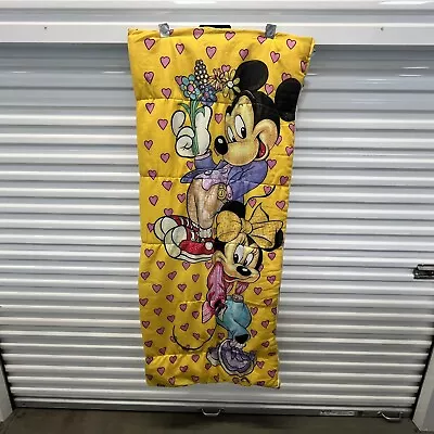 Disney Mickey And Minnie Mouse Yellow Sleeping Bag Camping  Vintage • $16.10