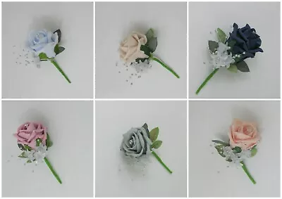 Wedding Single Buttonholes Corsage Rose Flower Groom Best Man Guest • £1.90