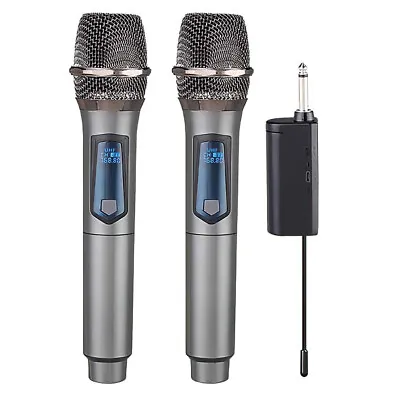 2x Wireless Microphone UHF Rechargeable Cordless Handheld Mic System Receiver • £22.99