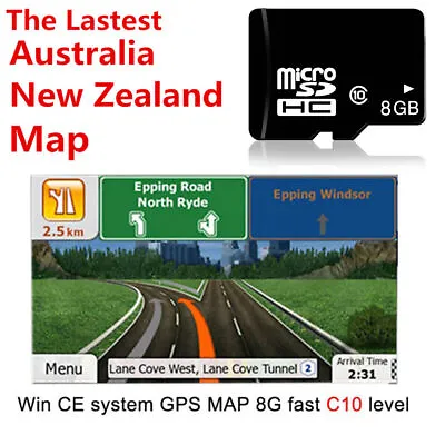 Latest 8GB GPS Maps Micro SD Card Australia New Zealand For WIN CE System Device • $37.61
