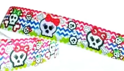 7/8  2 YARDS Monster High Skull Grosgrain Ribbon Hair Bow Scrapbook Cards Crafts • $6.64