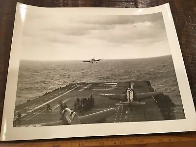 Orig  Wwii Lg Size Photo Fighter Aircraft Taking Off Carrier Uss Randolph Cv15 • $47.88