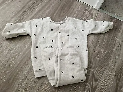 Baby Girls Grey Leopard Print Fleece Lined 18 - 24 Months Tracksuit George Asda • £5