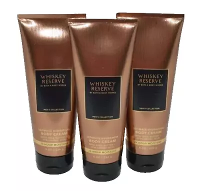 Bath Body Works WHISKEY RESERVE Men's Body Cream Lotion 8oz  3pc Set Gifted • $35