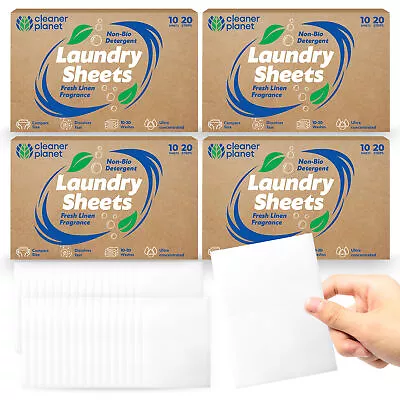 10-60 Laundry Sheets Eco Detergent Clothes Fabric Washing Machine Non Bio Travel • £4.99