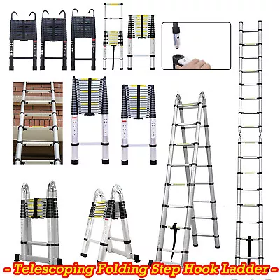 8FT-20FT Tall Telescoping Ladder Extension Collapsible Hook Floding Ladders Alu • $64.80