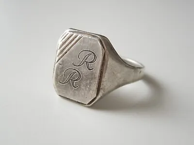 925 Silver Ring Seal Ring Monogram Initials RR 0.3oz/Gr.63 • $66.34