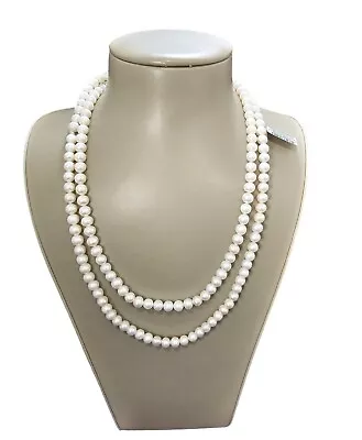 BELLE DE MER 54 Inch Cultured Freshwater Pearl Strand Necklace (7-8mm) • $129.99