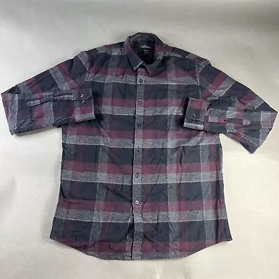 Marc Anthony Shirt Large Purple Mens Button Up Slim Fit Plaid Long Sleeve A140 • $15.19